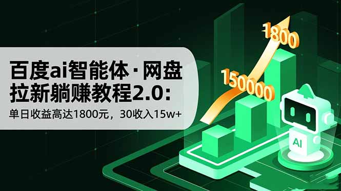 (16565期)百度ai智能体·网盘拉新躺赚教程2.0:单日收益高达1800元,30收入15w+汇创网-网创项目_汇创网_中创网_福缘网_冒泡网_网创项目平台汇创网