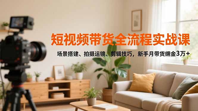 （16679期）短视频带货全流程实战课，场景搭建、拍摄运镜、剪辑技巧，新手月带货佣金3万+汇创网-网创项目_汇创网_中创网_福缘网_冒泡网_网创项目平台汇创网