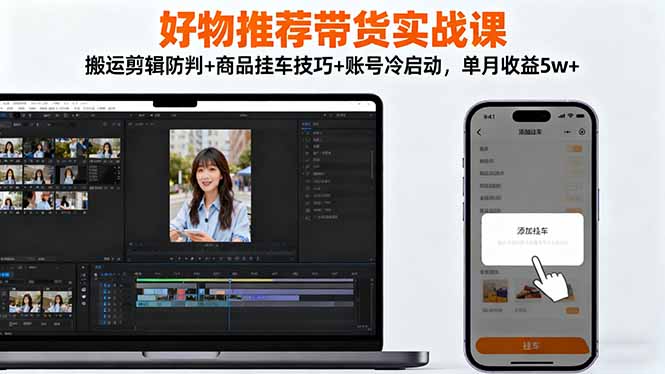 （16467期）好物推荐带货实战课：搬运剪辑防判+商品挂车技巧+账号冷启动，单月收益5w+汇创网-网创项目_汇创网_中创网_福缘网_冒泡网_网创项目平台汇创网