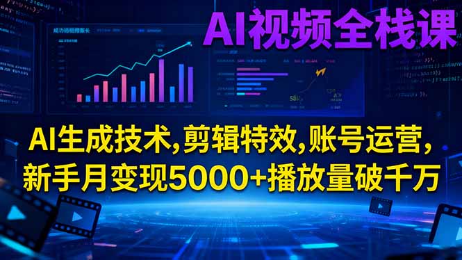 （16603期）AI视频全栈课:AI生成技术,剪辑特效,账号运营,新手月变现5000+播放量破千万汇创网-网创项目_汇创网_中创网_福缘网_冒泡网_网创项目平台汇创网