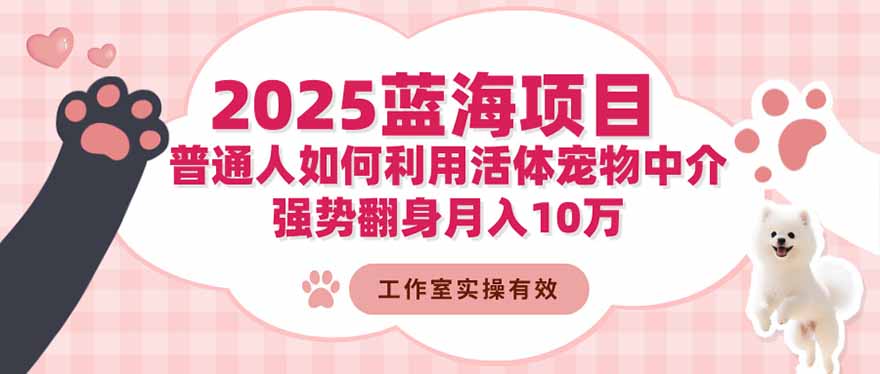 （16489期）2025蓝海项目：普通人如何利用活体宠物中介，强势翻身月入10万汇创网-网创项目_汇创网_中创网_福缘网_冒泡网_网创项目平台汇创网