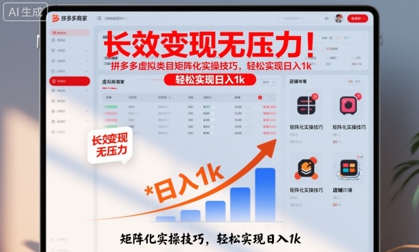长效变现无压力!拼多多虚拟类目矩阵化实操技巧,轻松实现日入1k【揭秘】汇创网-网创项目_汇创网_中创网_福缘网_冒泡网_网创项目平台汇创网