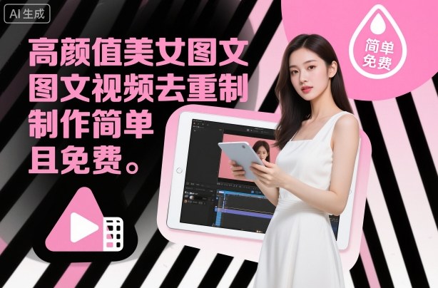 高颜值美女图文视频去重制作教学，制作简单且免费汇创网-网创项目_汇创网_中创网_福缘网_冒泡网_网创项目平台汇创网