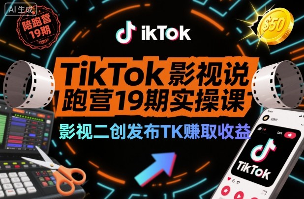 TikTok影视解说陪跑营19期实操课,影视二创发布TK賺取收益,万播收益50美金汇创网-网创项目_汇创网_中创网_福缘网_冒泡网_网创项目平台汇创网