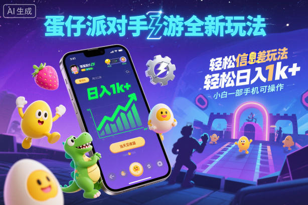 蛋仔派对手游全新玩法，轻松日入1k+，风口信息差玩法，当天见收益，小白一部手机可操作汇创网-网创项目_汇创网_中创网_福缘网_冒泡网_网创项目平台汇创网