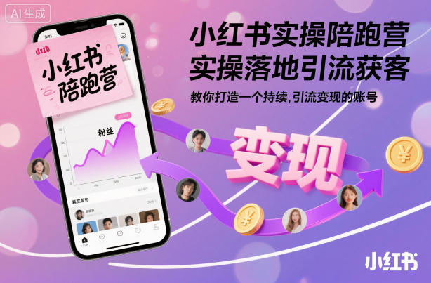 小红书实操陪跑营，实操落地引流获客，教你打造一个持续引流变现的账号汇创网-网创项目_汇创网_中创网_福缘网_冒泡网_网创项目平台汇创网