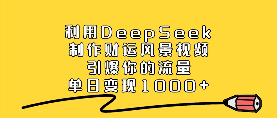 利用DeepSeek制作财运风景视频，引爆视频流量，单日变现1000+汇创网-网创项目_汇创网_中创网_福缘网_冒泡网_网创项目平台汇创网