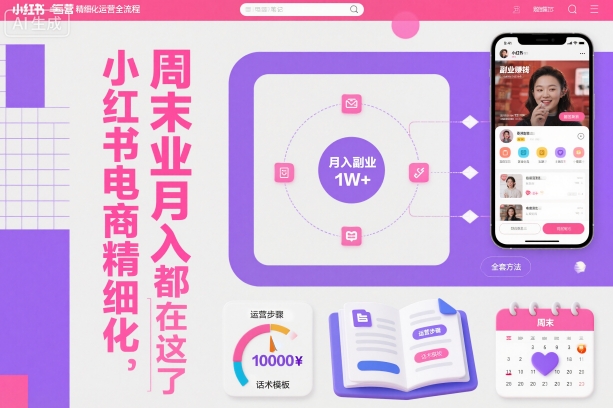 小红书电商精细化运营全流程，周末副业月入1W+，全套方法都在这了汇创网-网创项目_汇创网_中创网_福缘网_冒泡网_网创项目平台汇创网