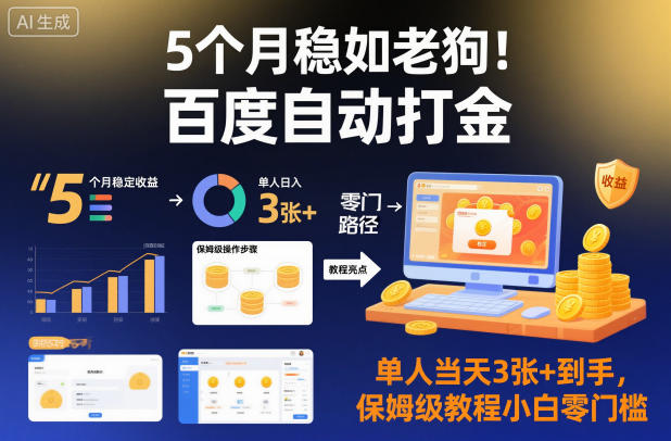 5个月稳如老狗!百度自动打金,单人当天3张+到手,保姆级教程小白零门槛【揭秘】汇创网-网创项目_汇创网_中创网_福缘网_冒泡网_网创项目平台汇创网