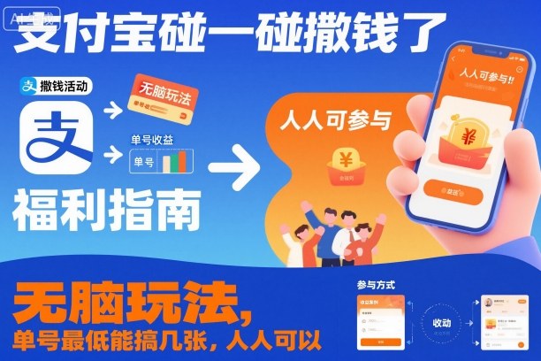 支付宝碰一碰撒钱了,无脑玩法,单号最低能搞几张,人人可以撸【揭秘】汇创网-网创项目_汇创网_中创网_福缘网_冒泡网_网创项目平台汇创网