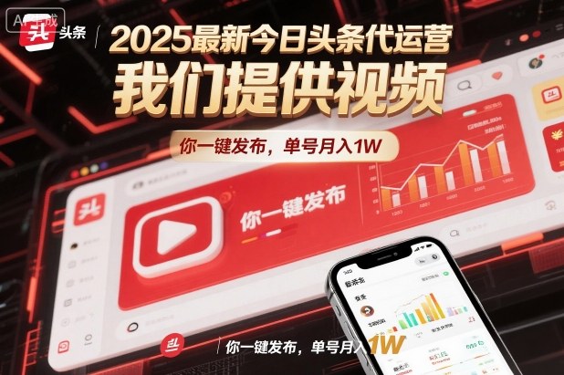 2025最新今日头条代运营，我们提供视频，你一键发布，单号月入1W【揭秘】汇创网-网创项目_汇创网_中创网_福缘网_冒泡网_网创项目平台汇创网