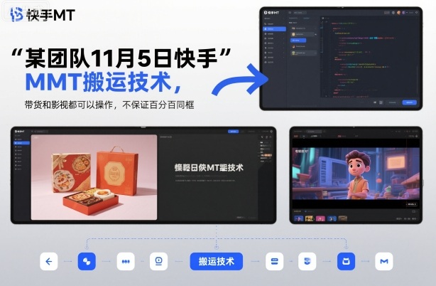 某团队11月5日快手MT搬运技术，带货和影视都可以操作，不保证百分百同框，自测汇创网-网创项目_汇创网_中创网_福缘网_冒泡网_网创项目平台汇创网