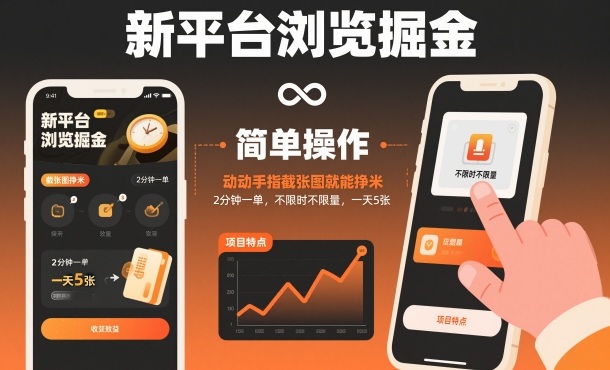 新平台浏览掘金,动动手指截张图就能挣米,2分钟一单,不限时不限量,一天5张【揭秘】汇创网-网创项目_汇创网_中创网_福缘网_冒泡网_网创项目平台汇创网