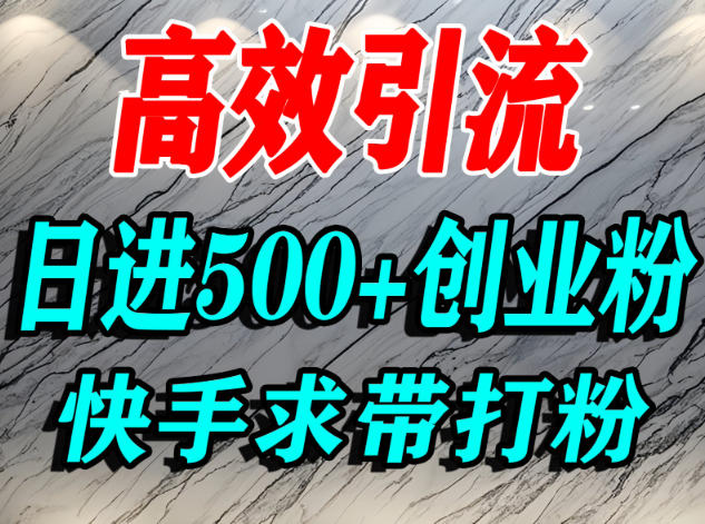 怎么打创业粉？快手求带视角精准引流创业粉，宝妈、学生群体日进500+精准流量汇创网-网创项目_汇创网_中创网_福缘网_冒泡网_网创项目平台汇创网