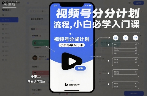 视频号分成计划实操流程,小白必学入门课汇创网-网创项目_汇创网_中创网_福缘网_冒泡网_网创项目平台汇创网