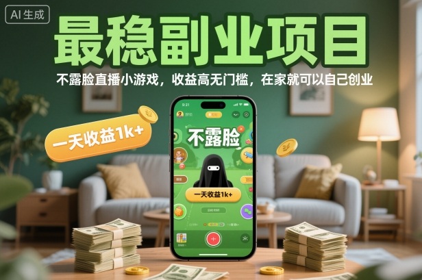 最稳副业项目,不露脸直播小游戏,收益高无门槛,一天收益1k+,在家就可以自己创业【揭秘】汇创网-网创项目_汇创网_中创网_福缘网_冒泡网_网创项目平台汇创网