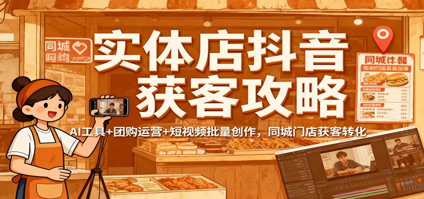 实体店抖音获客攻略：AI工具+团购运营+短视频批量创作，同城门店获客转化汇创网-网创项目_汇创网_中创网_福缘网_冒泡网_网创项目平台汇创网