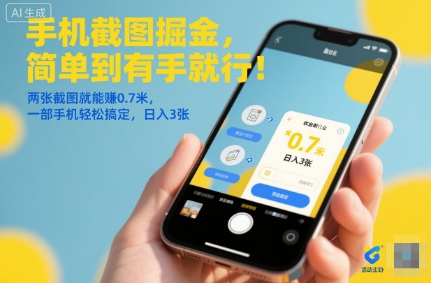 手机截图掘金，简单到有手就行！两张截图就能賺0.7米，一部手机轻松搞定，日入3张【揭秘】汇创网-网创项目_汇创网_中创网_福缘网_冒泡网_网创项目平台汇创网