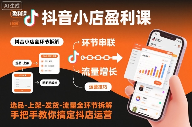 抖音小店盈利课-选品-上架-发货-流量全环节拆解，手把手教你搞定抖店运营汇创网-网创项目_汇创网_中创网_福缘网_冒泡网_网创项目平台汇创网