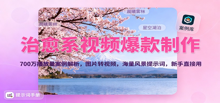 治愈系视频爆款制作，700万播放量案例解析，图片转视频，海量风景提示词，新手直接用汇创网-网创项目_汇创网_中创网_福缘网_冒泡网_网创项目平台汇创网