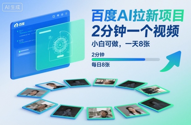 百度AI拉新项目,2分钟一个视频,小白可做,一天8张【附案例+保姆级教程】汇创网-网创项目_汇创网_中创网_福缘网_冒泡网_网创项目平台汇创网