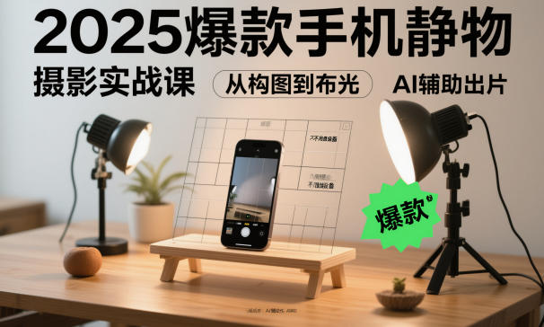 2025爆款手机静物摄影实战课，从构图到布光，不用贵设备，AI辅助出片汇创网-网创项目_汇创网_中创网_福缘网_冒泡网_网创项目平台汇创网