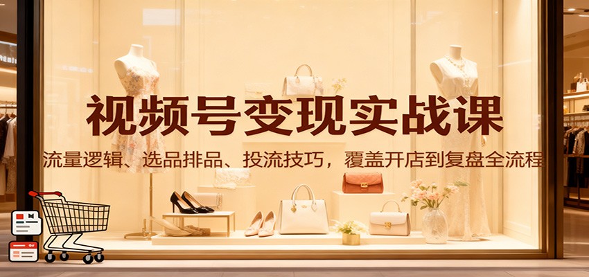 视频号变现实战课：流量逻辑、选品排品、投流技巧，覆盖开店到复盘全流程汇创网-网创项目_汇创网_中创网_福缘网_冒泡网_网创项目平台汇创网