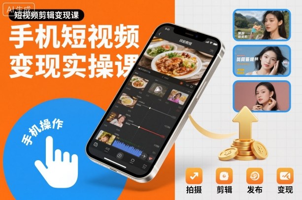 手机短视频变现实操课，短视频剪辑变现课汇创网-网创项目_汇创网_中创网_福缘网_冒泡网_网创项目平台汇创网