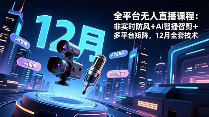（16754期）全平台无人直播课程：非实时防风＋AI智播智剪＋多平台矩阵，12月全套技术汇创网-网创项目_汇创网_中创网_福缘网_冒泡网_网创项目平台汇创网