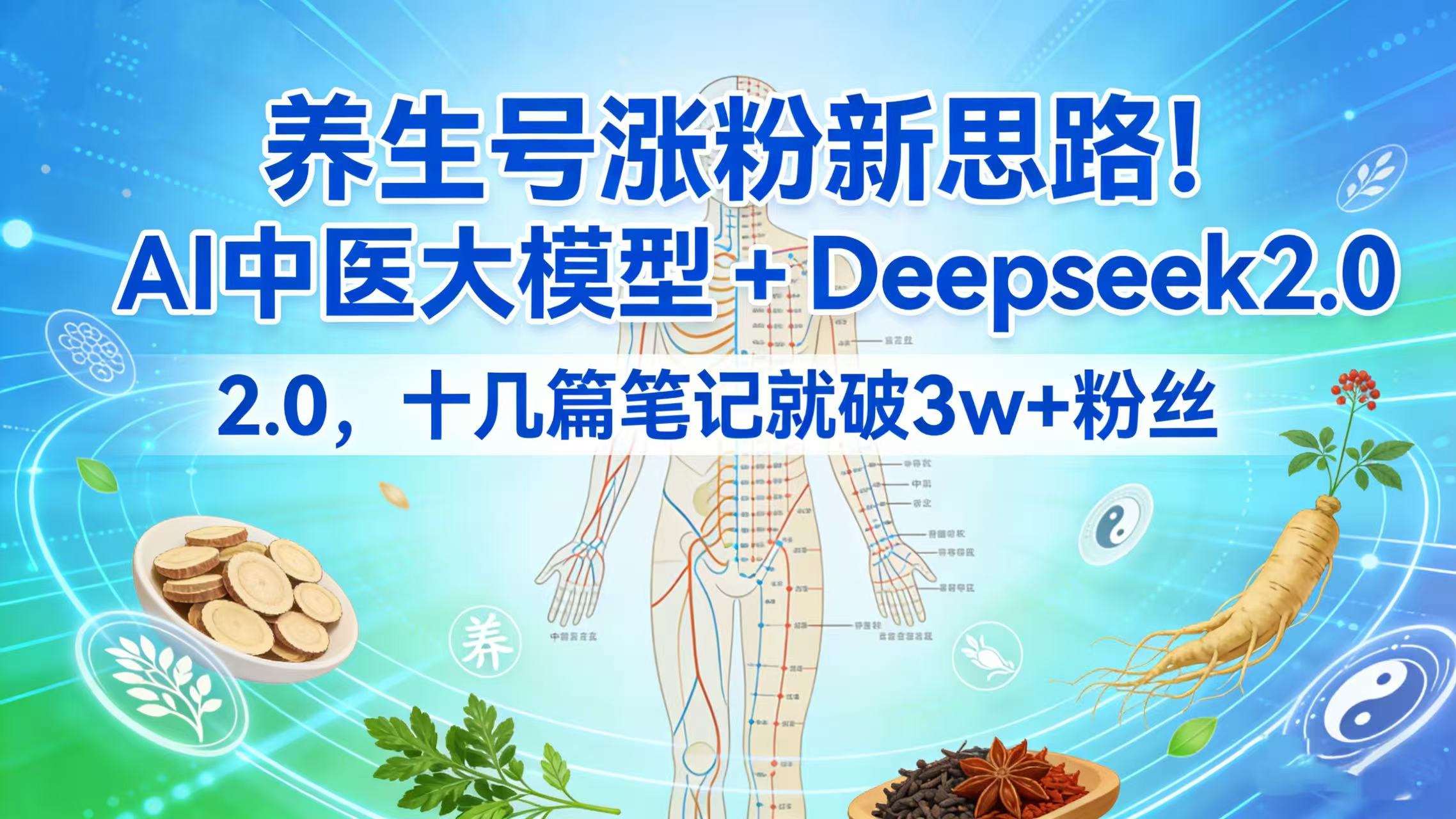 养生号涨粉新思路！AI 中医大模型 + Deepseek 2.0，十几篇笔记就破 3w + 粉丝汇创网-网创项目_汇创网_中创网_福缘网_冒泡网_网创项目平台汇创网