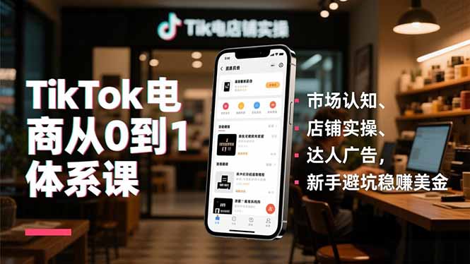 （16818期）TikTok电商从0到1体系课，市场认知、店铺实操、达人广告，新手避坑稳赚美金汇创网-网创项目_汇创网_中创网_福缘网_冒泡网_网创项目平台汇创网