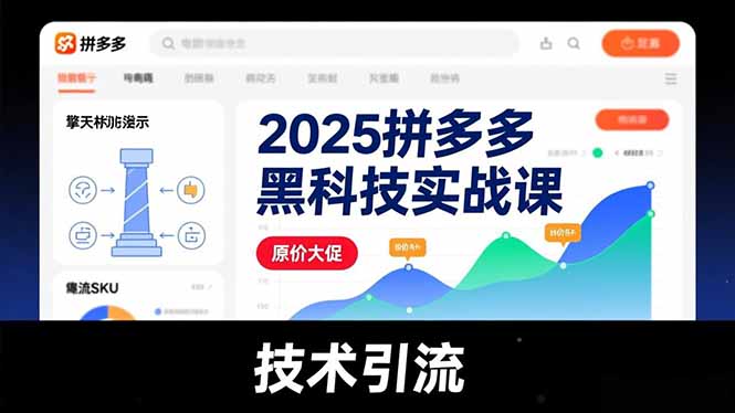（16977期）2025拼多多黑科技实战课，擎天柱玩法、爆流SKU、原价大促，技术引流，单店日销轻松破千单汇创网-网创项目_汇创网_中创网_福缘网_冒泡网_网创项目平台汇创网