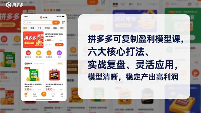 （16952期）拼多多可复制盈利模型课，六大核心打法、实战复盘、灵活应用，模型清晰，稳定产出高利润汇创网-网创项目_汇创网_中创网_福缘网_冒泡网_网创项目平台汇创网