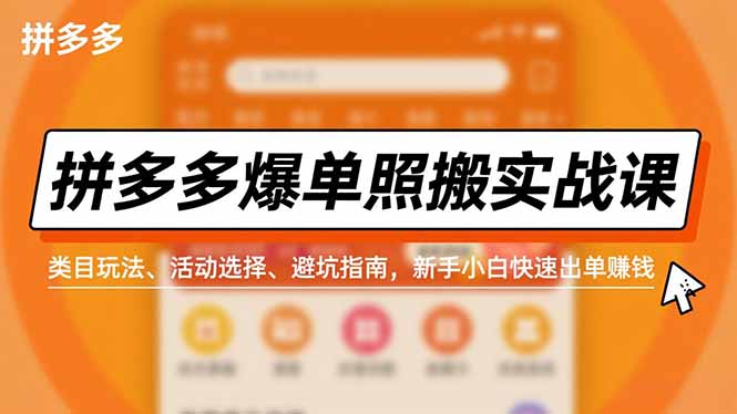 (16838期)拼多多爆单照搬实战课,类目玩法、活动选择、避坑指南,新手小白快速出单赚钱汇创网-网创项目_汇创网_中创网_福缘网_冒泡网_网创项目平台汇创网