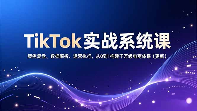 （16918期）TikTok实战系统课，案例复盘、数据解析、运营执行，从0到1构建千万级电商体系（更新）汇创网-网创项目_汇创网_中创网_福缘网_冒泡网_网创项目平台汇创网