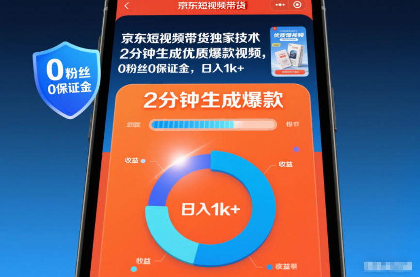 京东短视频带货独家技术,2分钟生成一条优质爆款视频,0粉丝0保证金,日入1k+【揭秘】汇创网-网创项目_汇创网_中创网_福缘网_冒泡网_网创项目平台汇创网