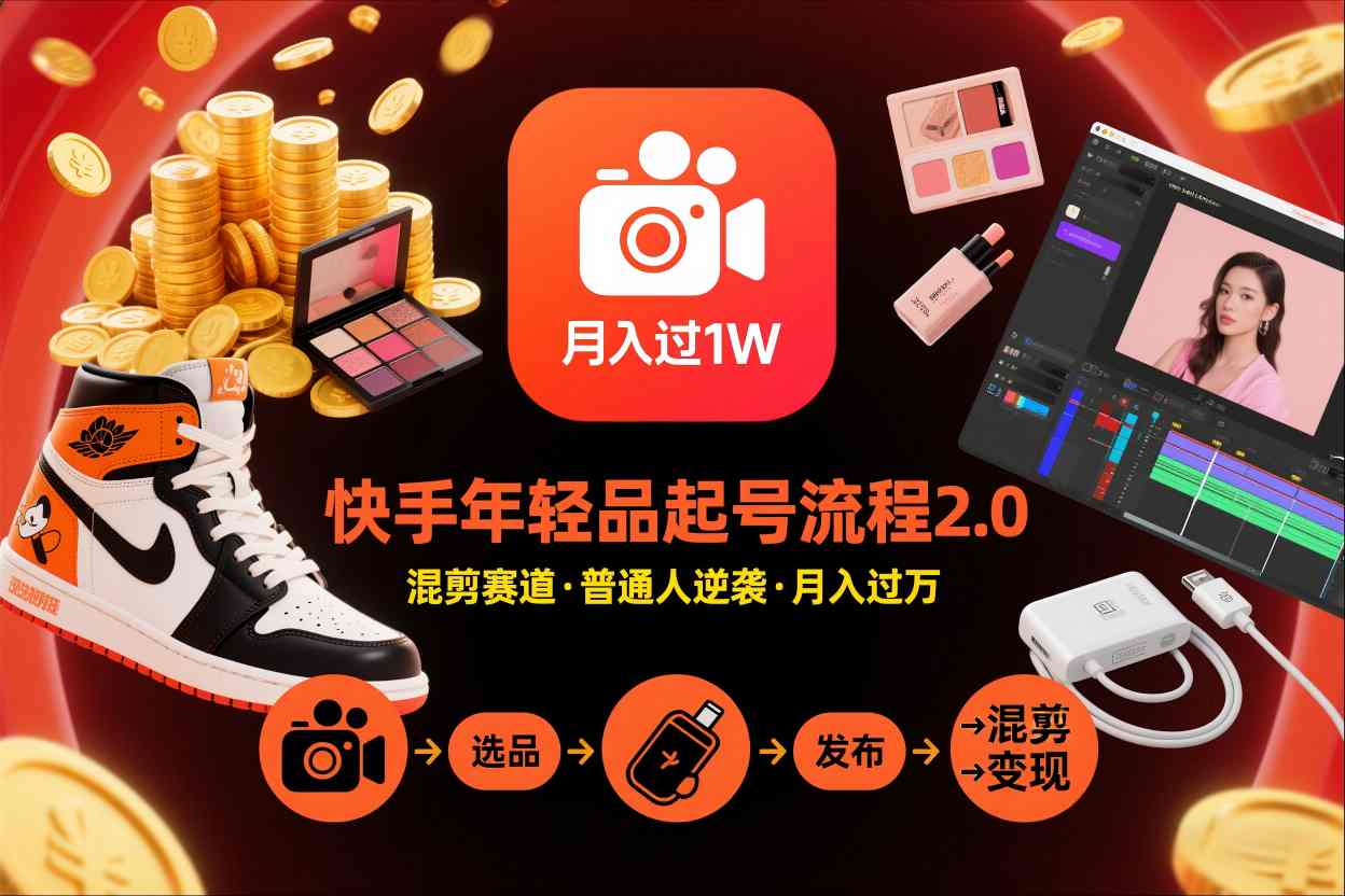 快手短视频带货年轻品起号流程2.0，快手年轻品混剪赛道，普通人也能月入过1W汇创网-网创项目_汇创网_中创网_福缘网_冒泡网_网创项目平台汇创网