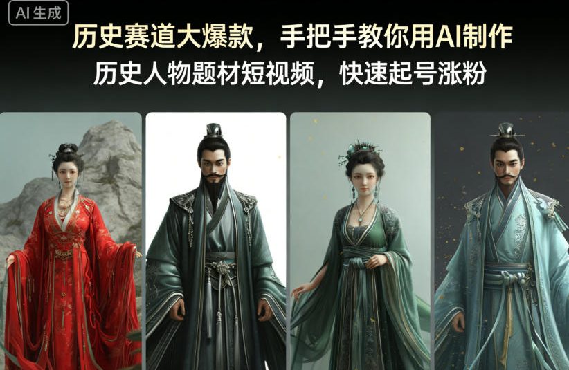 历史赛道大爆款，手把手教你用AI制作历史人物题材短视频，快速起号涨粉汇创网-网创项目_汇创网_中创网_福缘网_冒泡网_网创项目平台汇创网