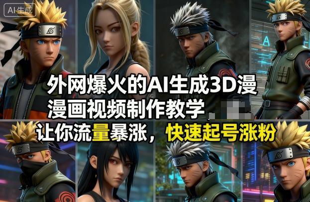 外网爆火的AI生成3D漫画视频制作教学，让你流量暴涨，快速起号涨粉！汇创网-网创项目_汇创网_中创网_福缘网_冒泡网_网创项目平台汇创网