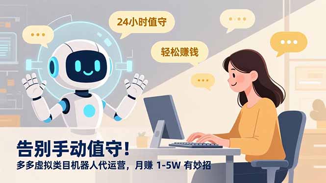 告别手动值守！多多虚拟类目机器人代运营，月赚 1-5W 有妙招汇创网-网创项目_汇创网_中创网_福缘网_冒泡网_网创项目平台汇创网