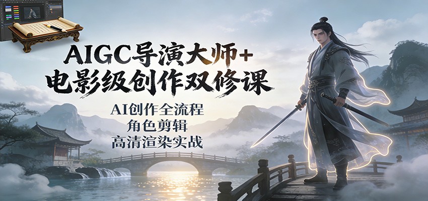 AIGC导演大师+电影级创作双修课：AI创作全流程、角色剪辑、高清渲染实战汇创网-网创项目_汇创网_中创网_福缘网_冒泡网_网创项目平台汇创网