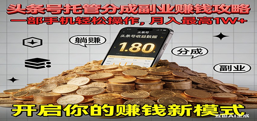 全程托管今日头条，一部手机就可以开干，最高躺赚1W+汇创网-网创项目_汇创网_中创网_福缘网_冒泡网_网创项目平台汇创网