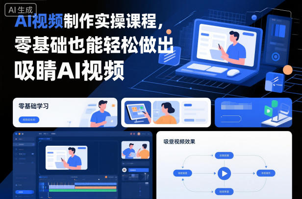 AI视频制作实操课程，零基础也能轻松做出吸睛AI视频汇创网-网创项目_汇创网_中创网_福缘网_冒泡网_网创项目平台汇创网