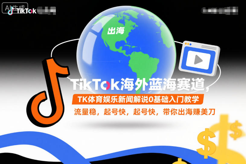 TikTok海外蓝海赛道，TK体育娱乐新闻解说0基础入门教学，流量稳，起号快，带你出海賺美刀汇创网-网创项目_汇创网_中创网_福缘网_冒泡网_网创项目平台汇创网