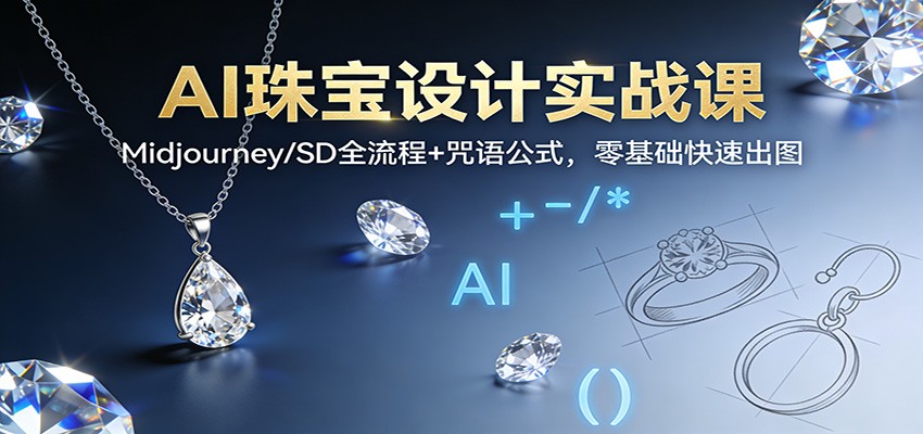 AI珠宝设计实战课：Midjourney/SD全流程+咒语公式，零基础快速出图汇创网-网创项目_汇创网_中创网_福缘网_冒泡网_网创项目平台汇创网