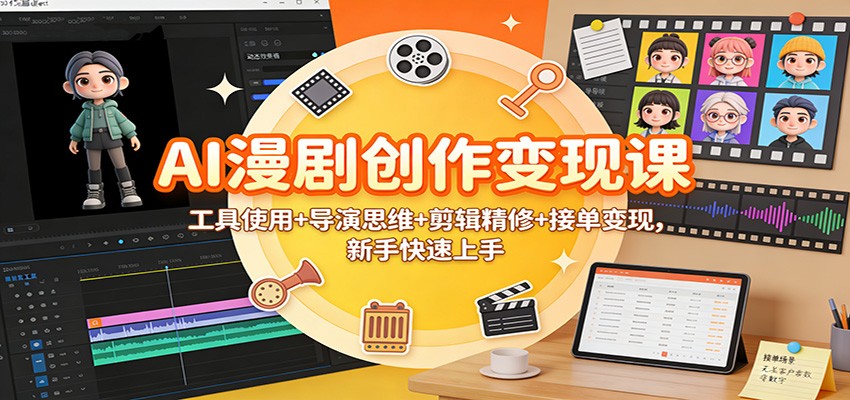 AI漫剧创作变现课：工具使用+导演思维+剪辑精修+接单变现，新手快速上手汇创网-网创项目_汇创网_中创网_福缘网_冒泡网_网创项目平台汇创网