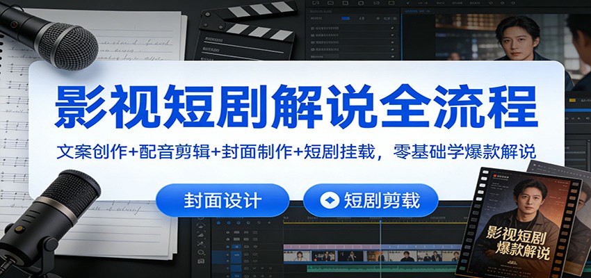 影视短剧解说全流程：文案创作+配音剪辑+封面制作+短剧挂载，零基础学爆款解说汇创网-网创项目_汇创网_中创网_福缘网_冒泡网_网创项目平台汇创网