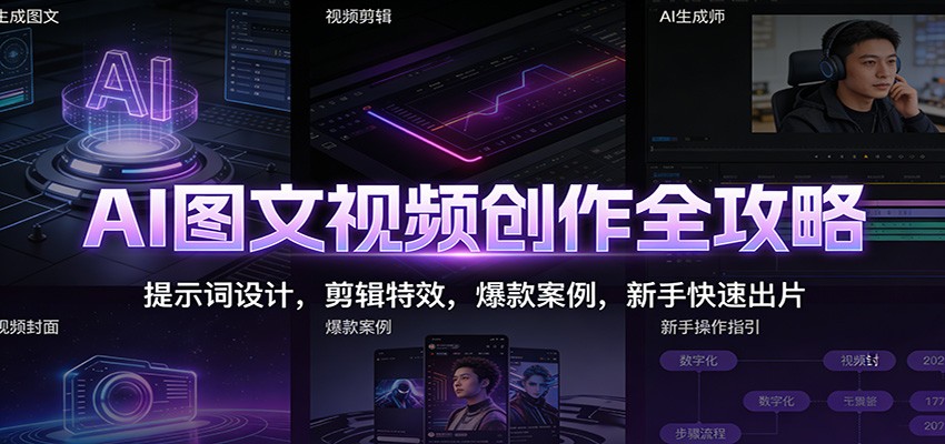 AI图文视频创作全攻略：提示词设计，剪辑特效，爆款案例，新手快速出片汇创网-网创项目_汇创网_中创网_福缘网_冒泡网_网创项目平台汇创网
