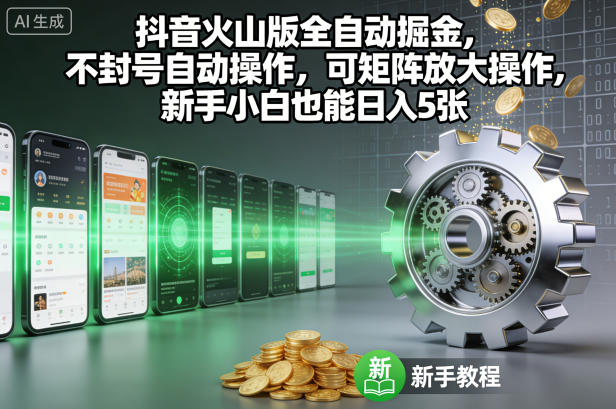 抖音火山版全自动掘金，不封号自动操作，可矩阵放大操作，新手小白也能日入5张【揭秘】汇创网-网创项目_汇创网_中创网_福缘网_冒泡网_网创项目平台汇创网