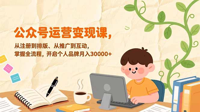 （17067期）公众号运营变现课，从注册到排版、从推广到互动，掌握全流程，开启个人品牌月入30000+汇创网-网创项目_汇创网_中创网_福缘网_冒泡网_网创项目平台汇创网